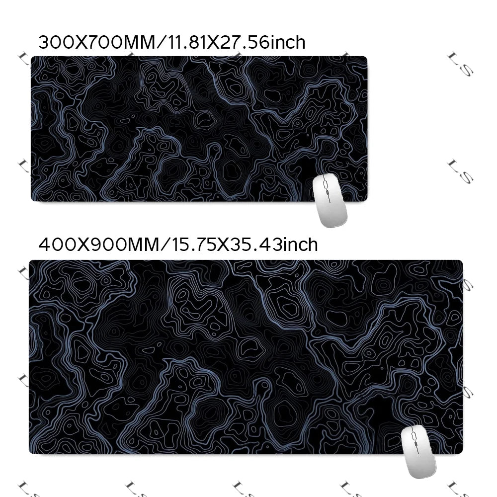 Black White Topographic Map XXL Mouse pad Computer Keyboard Pad Mouse Mat Gamer Soft Office Carpet Table Mat Desktop MousePad