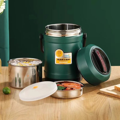 Stainless Steel Vacuum Thermal Lunch Box Large Capacity Multiple Layers Insulated Barrel  Bento Box Carrying Pot