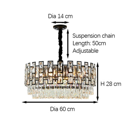 Black Crystal Chandelier For Living Room Modern Home Decor Hanging Lamp Round Bedroom Lighting Fixture Luxury Led Cristal Lustre