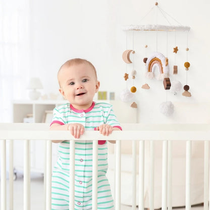 Baby Wooden Bed Bell Toys Newborn Mobiles Crib Rainbow Hanging Pendant Rattle Education Montessori Toys For Children Birth Gift