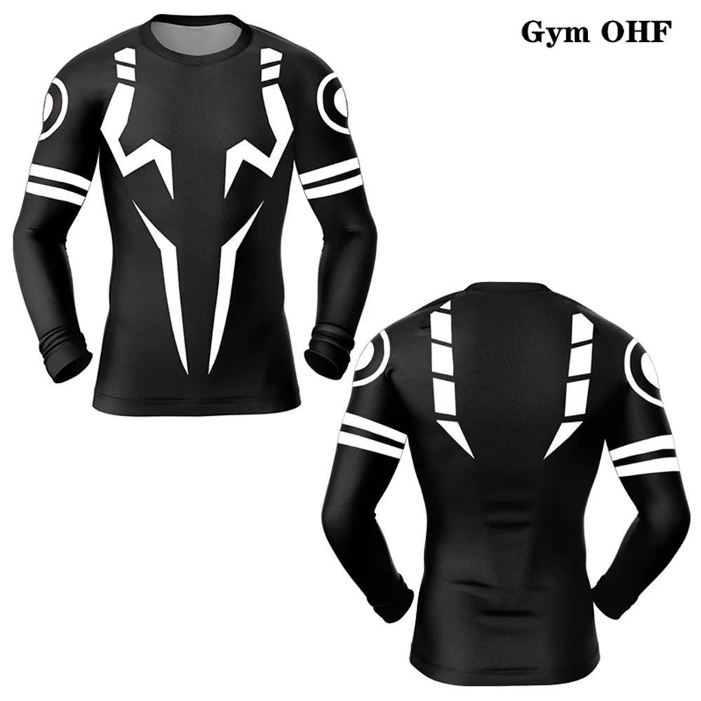 Anime Jujutsu Kaisen 3D Print Compression Shirts For Men Gym Running Workout Fitness Undershirt Athletic Quick Dry T-Shirt Tops