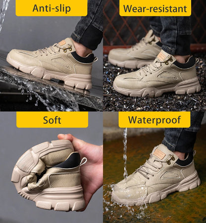 Safety Shoes Men Steel Toe Work Shoes Anti-smash Anti-puncture Indestructible Shoes Protective Boots Tactical Boots