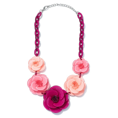 Blucome 2022 New Acrylic Flower Shape Necklace Female Exaggerated Clavicle Sweater Necklace Unique Women Girls Pendant  Jewelry