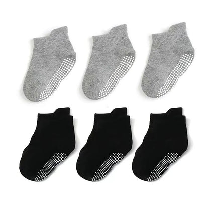 6 Pairs Spring Summer Baby Cotton Short Socks Solid Color Anti-Slip Floor Socks for Boy Girl Casual Kids Boat Socks 0-3 Years