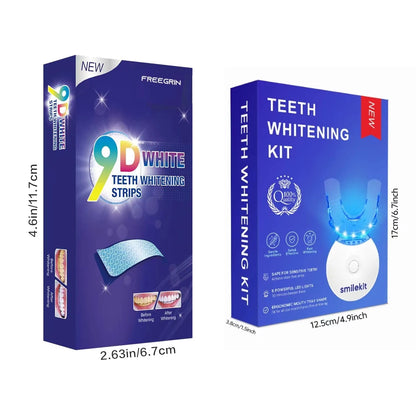 Teeth Whitening Kit - 5X LED Light Tooth Whitener, Mouth Trays, 3 Remineralizing Gel and 56 Teeth Whitening Strips