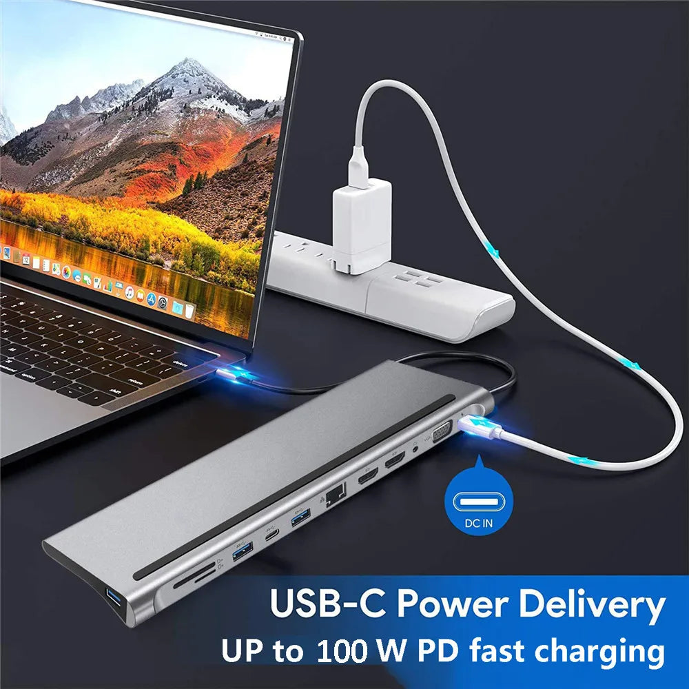MZX USB Multi-hub Docking Station Type C Multi Hub Extension A HDMI-compatible Rj45 Pro Adapter Dock for Macbook Mac Mini Laptop