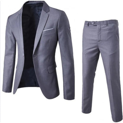 Business Casual Men's Two-Piece Suit Set Wedding Groomsmen Pure Color Formal Wear Spring Summer Autumn Winter New Arrival