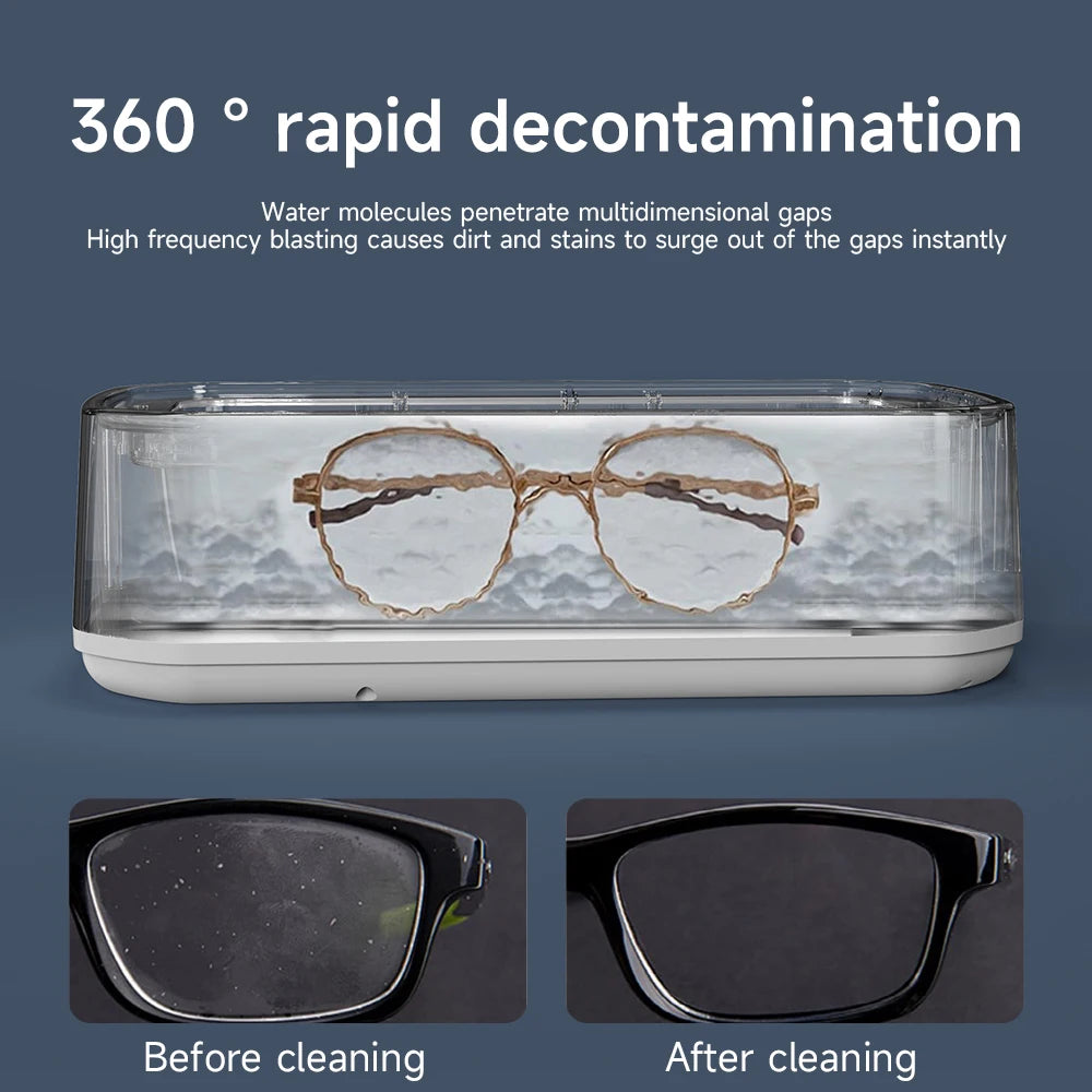 TINSOL New 49KHZ Ultrasonic Cleaner 650ml mini high frequency vibration cleaner for glasses, jewelry, dentures and soothers