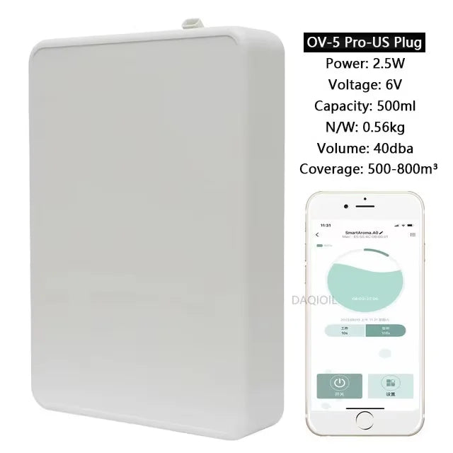 Bluetooth Smart Essential Oil Diffuser Professional Aroma Diffuser 500m³ Wall Mounted Scent Machine Electric Smell for Home