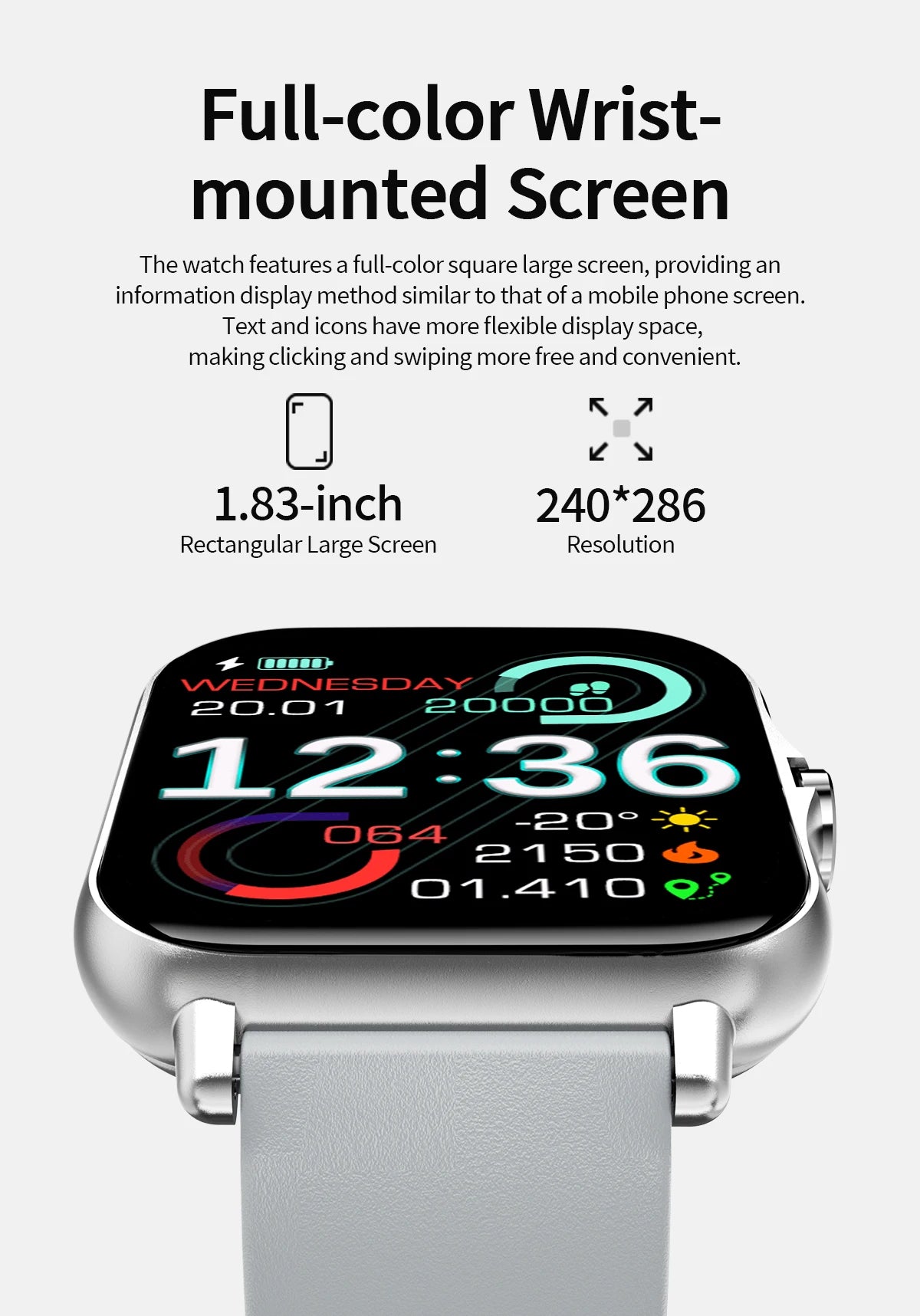 New Smartwatch 1.83'' HD Screen BT Call Health&Sleep Monitoring Kids Smart Watch Waterproof Fashoin Sport Bracelet For Women Men