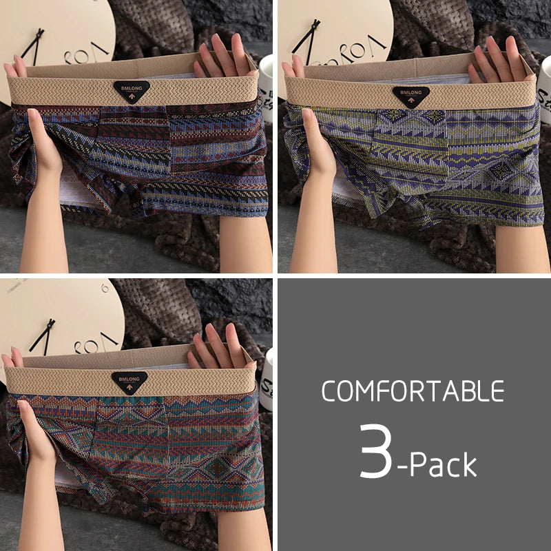 3-pack men's underwear men's boxers youth sports shorts breathable cotton fashionable boxers personality men's underpants boxers