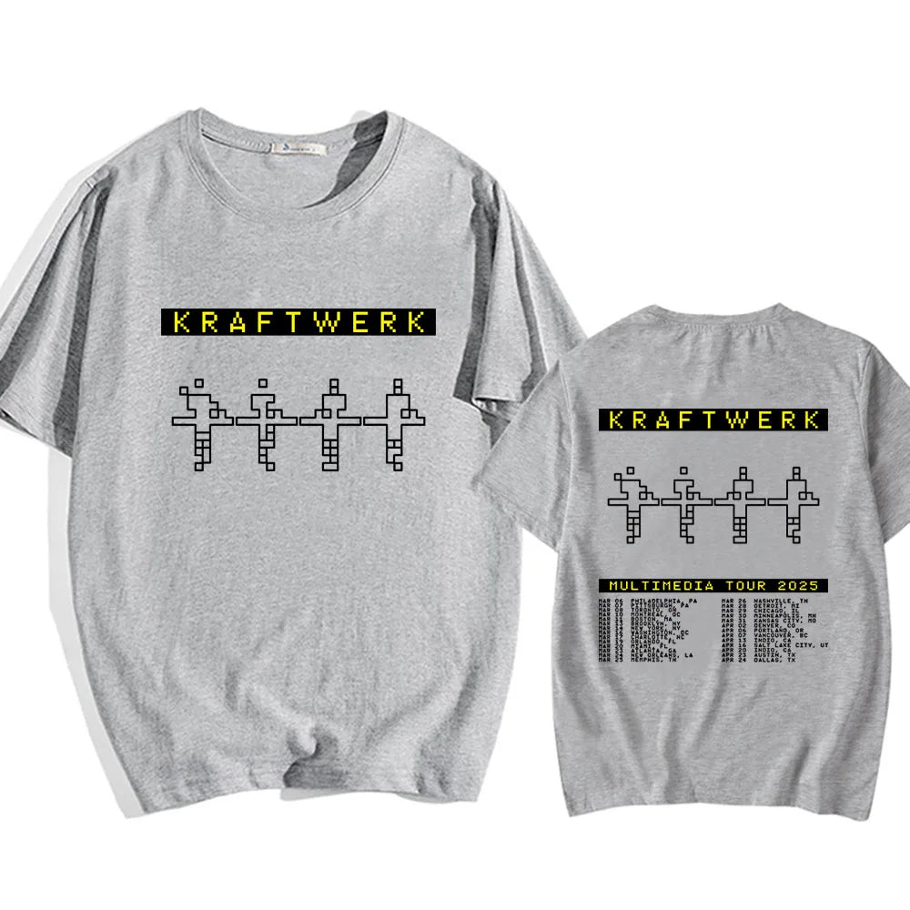 Electronic Band KRAFTWERK Tshirts Cotton Short Sleeve Male T-shirt Summer Round Neck Hip Hop Streetwear Unisex Men/Women Tees