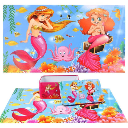 200 Pieces Puzzles for Kids Cartoon Animal Mermaid Jigsaw Puzzle Toy Learning Educational Toys for Children Montessori Games