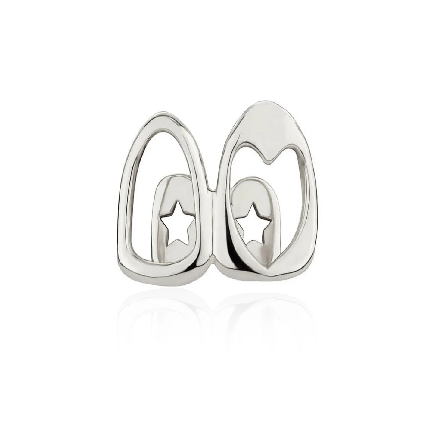 2pcs Set Hip-hop Gold Color Hollowed Hearts Zircon Inlay Stainless Steel Dental Grills for Women Men Teeth Jewelry Accessories
