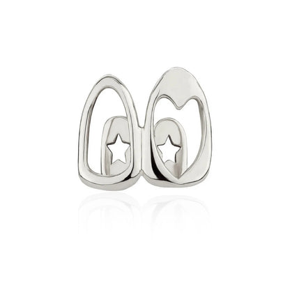 2pcs Set Hip-hop Gold Color Hollowed Hearts Zircon Inlay Stainless Steel Dental Grills for Women Men Teeth Jewelry Accessories