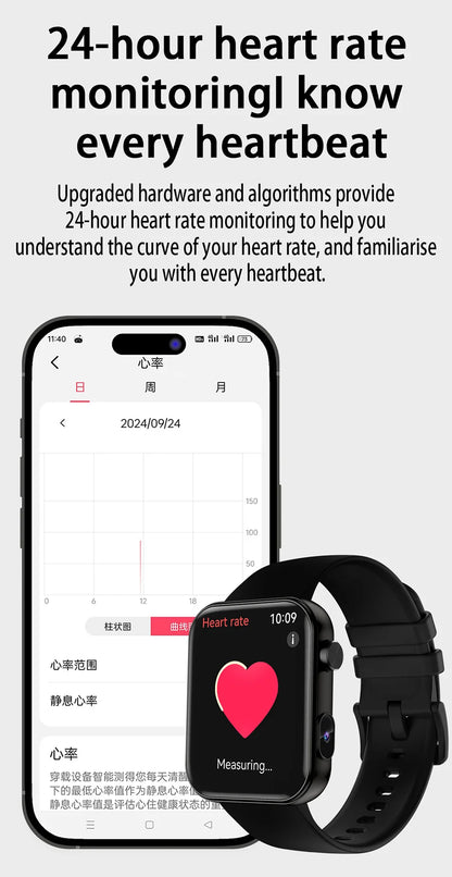 2025 New Smart Watch Men Women Camera Take Photos Record Video Health Monitor Sports Fitness Waterproof BT Call Smartwatch