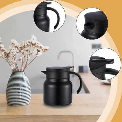 Black stainless steel stew teapot, home insulated cup, office coffee pot, portable water bottle