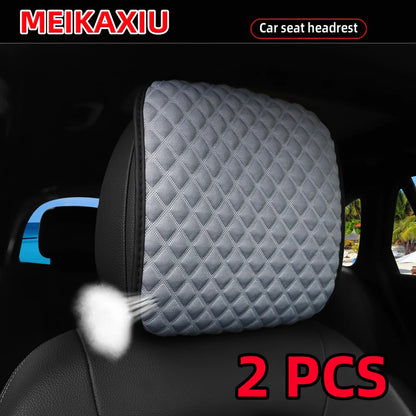1/2PCS  Car Seat Headrest Cover, Ice Silk, Diamond Pattern, Breathable, Comfortable Fabric Pillow, Auto Accessories, Summer