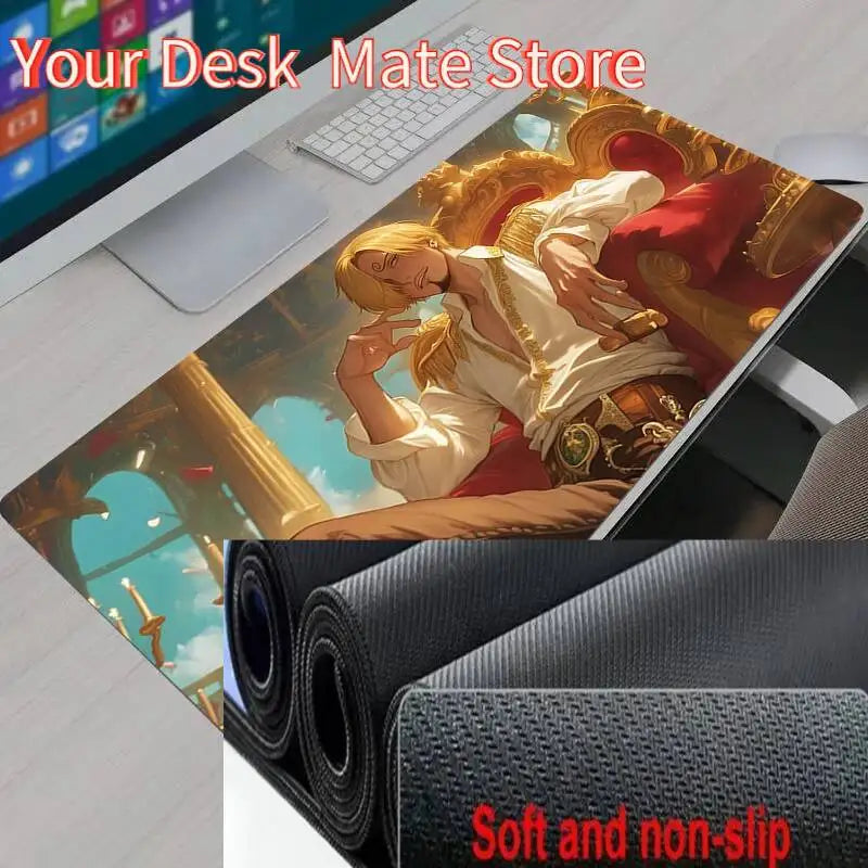 One Piece Sanji Gaming Mouse Pad Gamer Home Computer HD Mousepad XXL Keyboard Pad Carpet Non-Slip Office Mouse Mats
