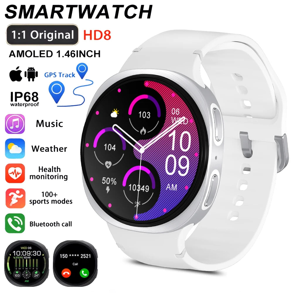 2026 New HD8 Smart Watch 1.46" Al Assistant SOS Sports Mode Heart Rate Women’s Health IP68 Waterproof Bluetooth Call Smart Watch