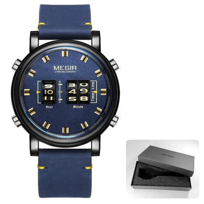 MEGIR 2020 New Luxury Watches Men Military Sport Roller Pointer Quartz Watch Man Fashion Stainless Steel Mesh Strap Wristwatch