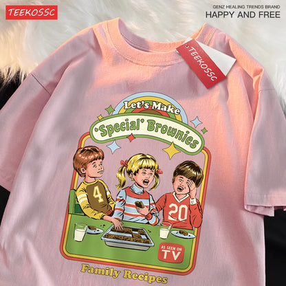 Let’S Make Brownies Family Recipes T Shirt Men Women Cotton Clothes Loose Casual Tshirt Loose Breathable Street Tees Couple