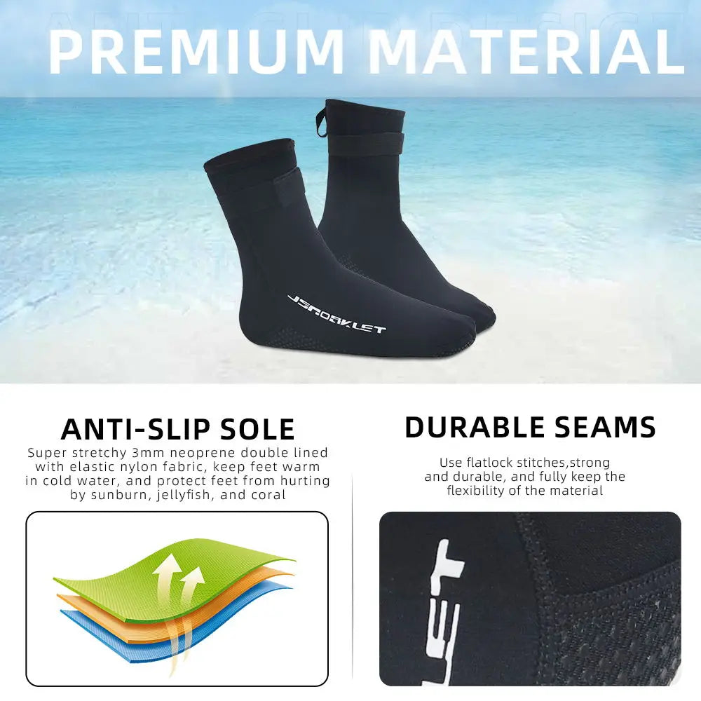 Men Women's 3MM Neoprene Diving Socks Warm Swimming Snorkeling Beach Volleyball Water Sports Boots High Cut Wetsuit Shoes