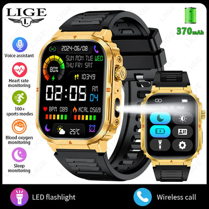 New Smart Watch For Men Women 2.01inch Large Screen Bluetooth Call LED Flashlight Sports Fitness Bracelet Waterproof Smartwatch
