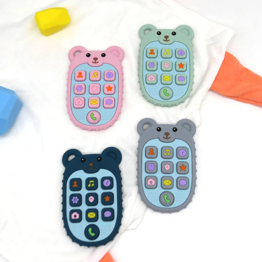 2025 New Baby Teether mobile phone Shape Silicone Teether Teething Toy Kids Sensory Educational Toy baby gift set
