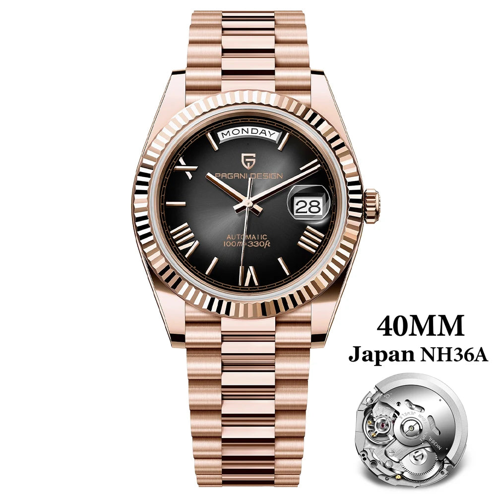 PAGANI DESIGN Men's Watches DD40 Gold White Luxury Automatic Watch Men TMI NH36A Date Week Mechanical Watches For Men 2026 New