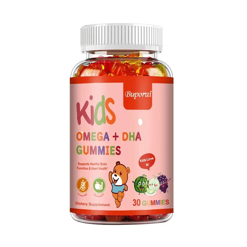 Kids Omega+DHA Gummies with Vitamin D3 -  High IQ Brain Enhancer, Improve Memory and Concentration