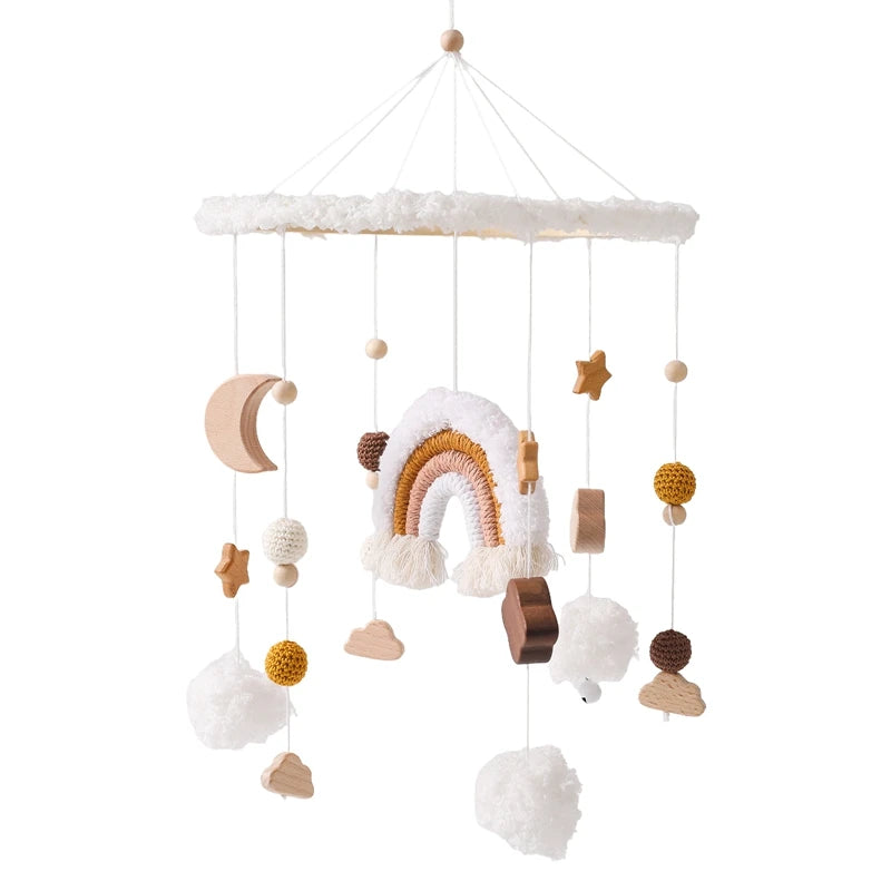 Baby Wooden Bed Bell Toys Newborn Mobiles Crib Rainbow Hanging Pendant Rattle Education Montessori Toys For Children Birth Gift