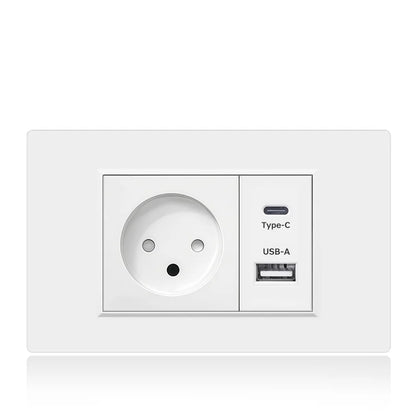 Israel USB Type C Charging Wall Socket 118mm*72mm White & Black Flame Retardant PC Panel Power Socket for Home Office Kitchen