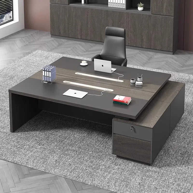 Modern Simple Double Desk For Boss And Staff For Home Office Two People Sitting Opposite-Furniture