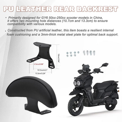 Motorcycle Rear Backrest in Soft PU Leather Material Compatible with Chinese GY6 Scooter Moped Jonway Tank Sunl,C Type