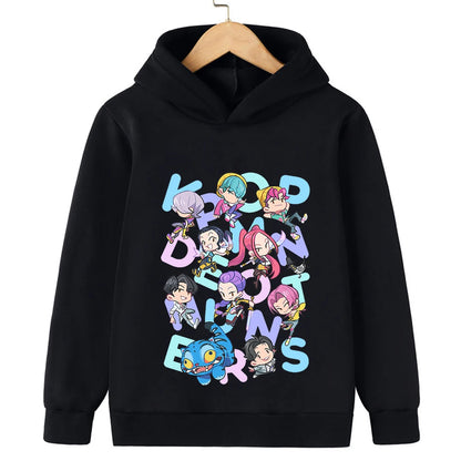 2025 Movie KPop Demon Hunters Cartoon Girls Boys Hoodies Children's Korean Wave Print Fashion Casual Tops Casual Girls Clothing