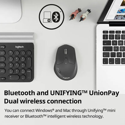 Logitech M720 Wireless Bluetooth Mouse Dual Mode Multi-Device Office Efficient Comfortable for Laptop Accessories