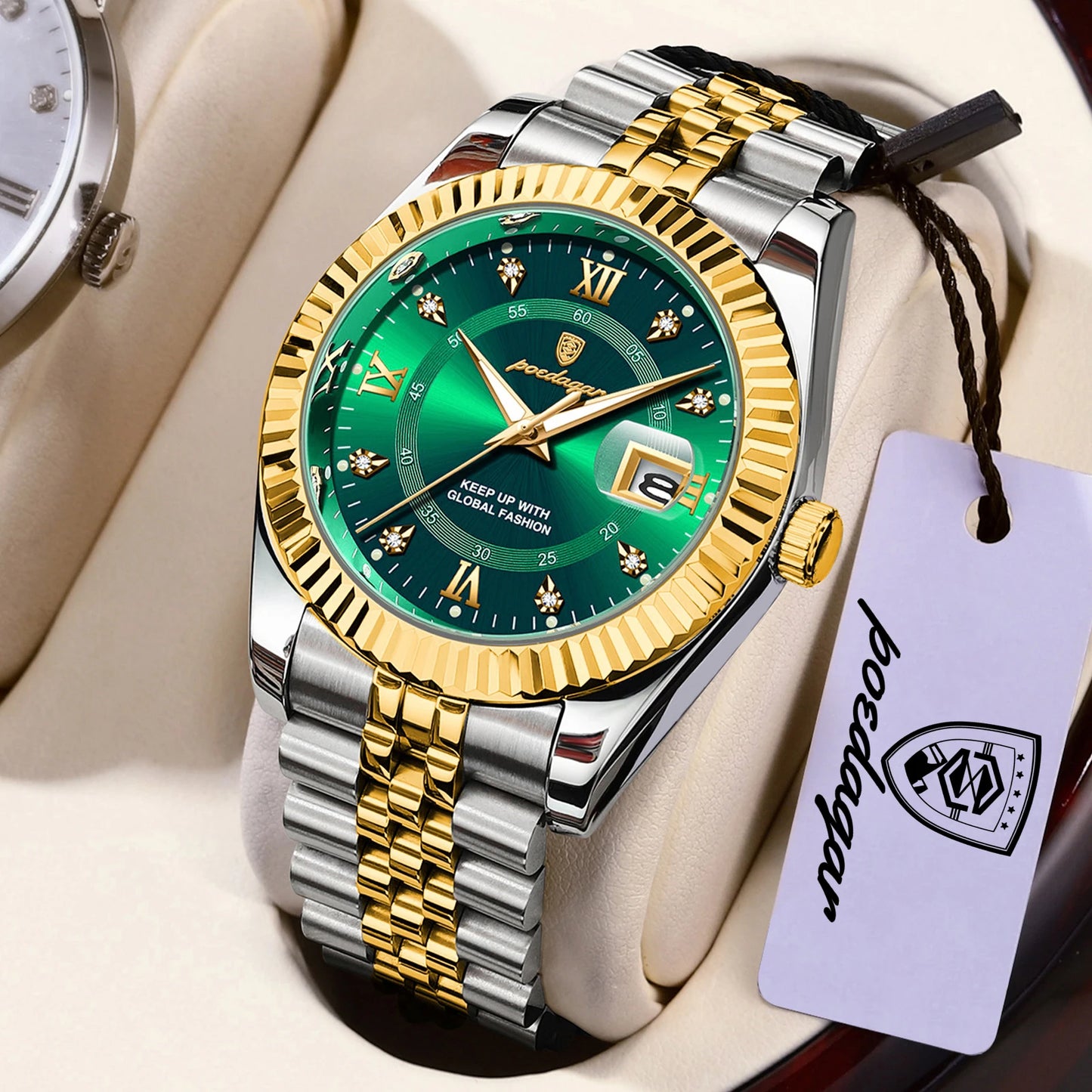 POEDAGAR Top Luxury Couple's Watches Luminous Date Classic Watches For Couple Quartz Stainless Steel Couple Watch Lovers Set+Box