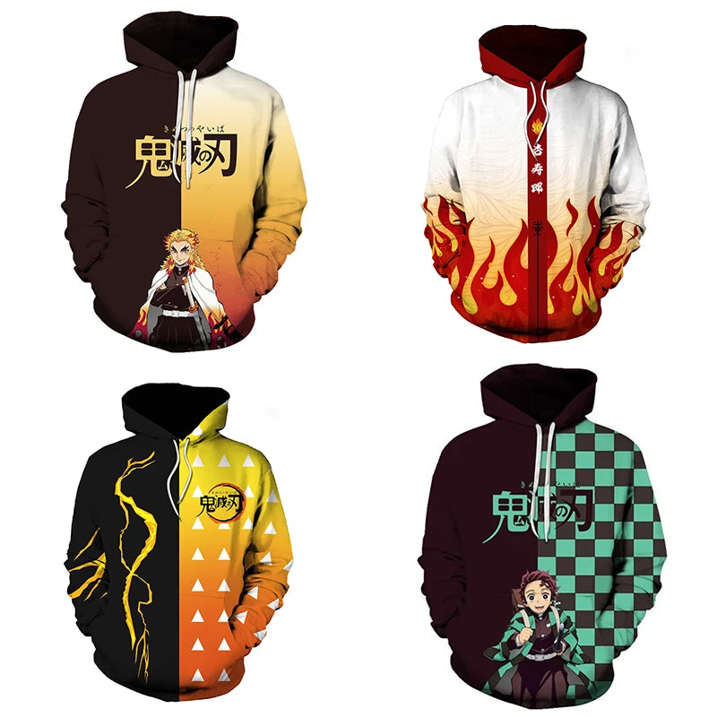 Anime Demon Slayer Kimetsu No Yaiba 3D Hoodies Men Fashion Long Sleeve Sweatshirts Women Casual Harajuku Streetwear Pullovers