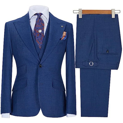 Men's Suit 3-piece stylish slim-fit Business Casual Wedding formal work jacket vest with trousers