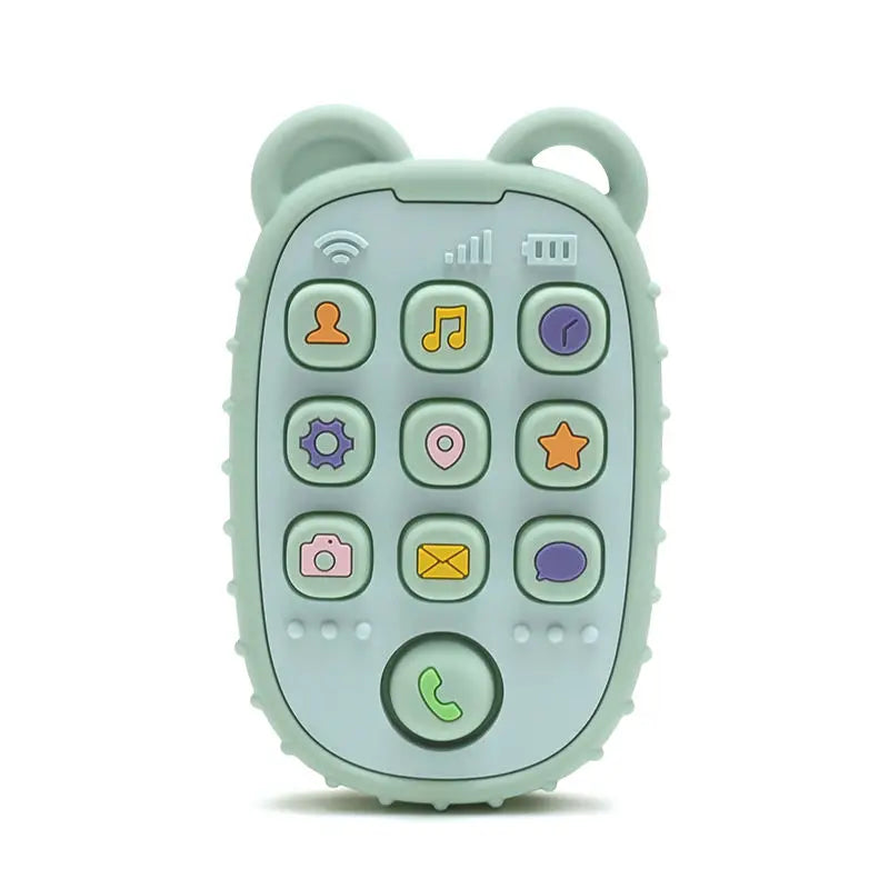 Baby Soft Silicone Phone Remote Control Teether Toy BPA Free Bear Shaped Nursing Teething Toys for Toddler Sensory Development