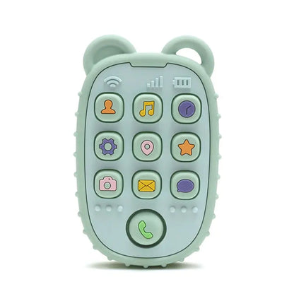 Baby Soft Silicone Phone Remote Control Teether Toy BPA Free Bear Shaped Nursing Teething Toys for Toddler Sensory Development