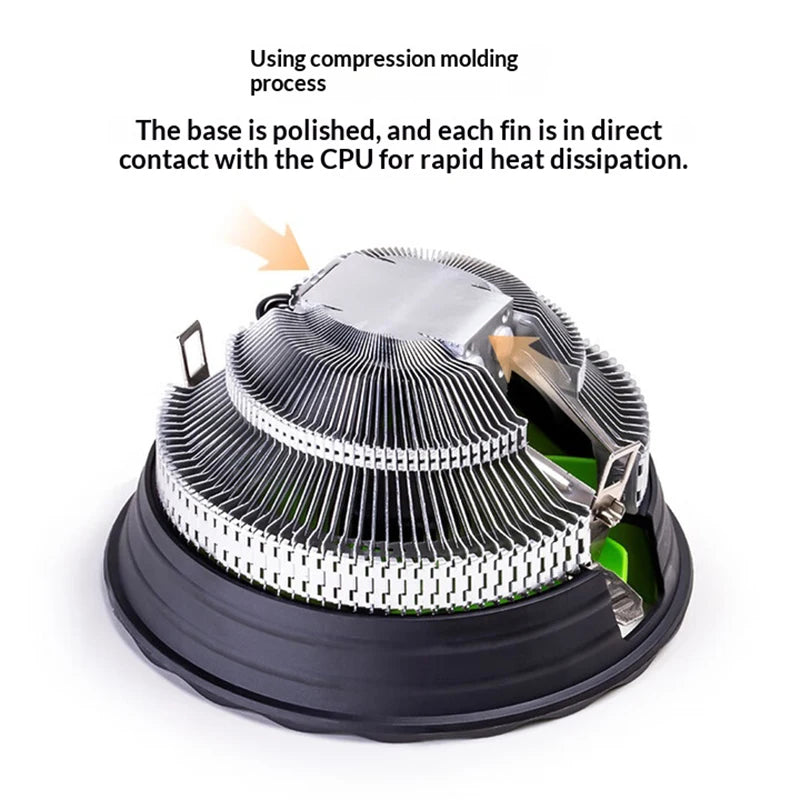 PowerTrain Armored DL120Q Under-Pressure CPU Cooler for Desktop Computer Mainframe Fan 115X/1200/1700/AM4/AM3/AM2/FM2/FM1