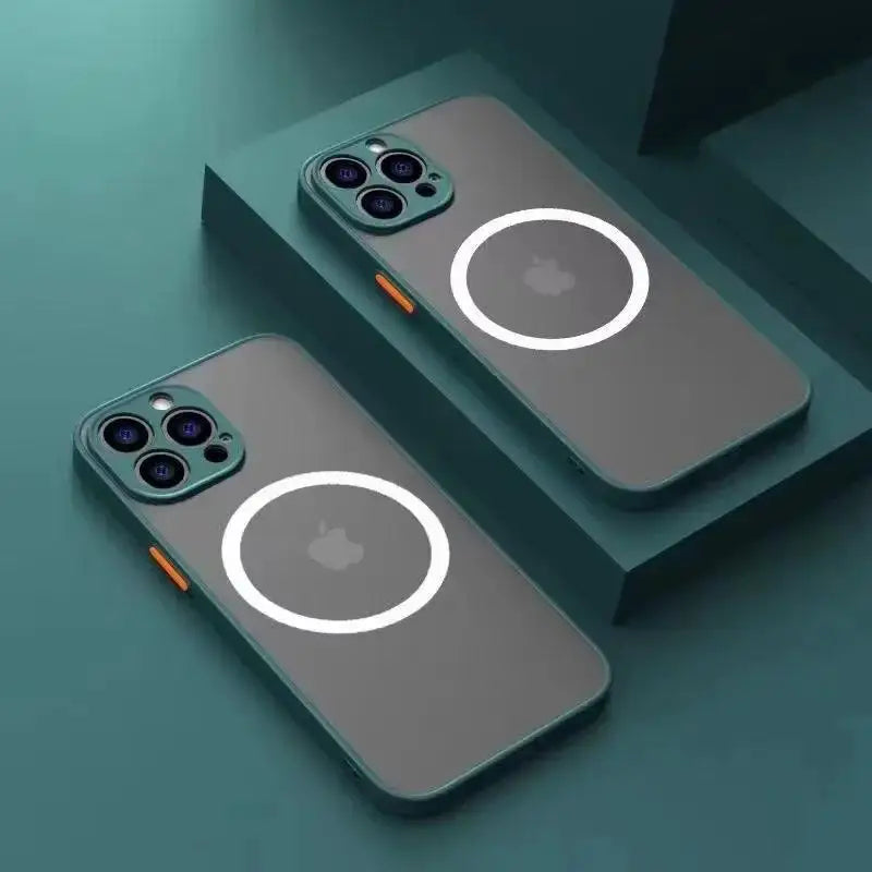 Luxury Matte Armor Magnetic For Magsafe Wireless Charge Case For iPhone 15 16 14 13 11 12 Pro Max Mini Plus XS X XR Cover funda