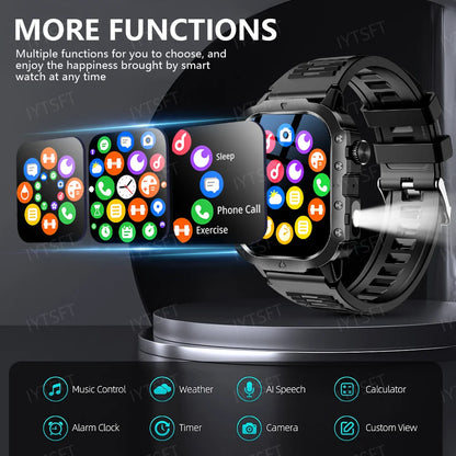 LAXASFIT 2025 New Military Smart Watch Men Outdoor Sports Fitness Tracker Health Monitoring 2.01Inch Bluetooth Calls Smartwatch