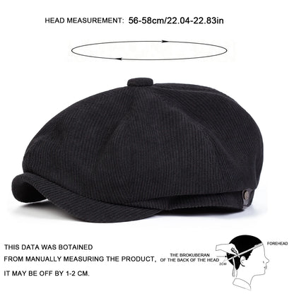 Unisex Corduroy Newsboy Caps Men British Painters Hats Spring and Autumn Berets Hip Hop Berets