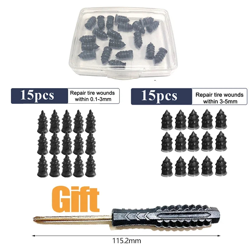 10/30Pcs Motorcycle Car Vacuum Tire Repair Nail Tool with Rubber Metal Fittings Auto Tyre Maintenance Car Service Tool
