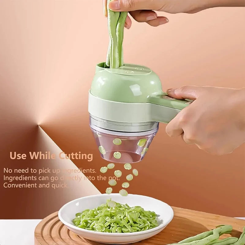 Cordless 4-in-1 Electric Vegetable Meat Garlic Onion Pepper Chopper Rechargeable Food Processor Kitchen Appliance