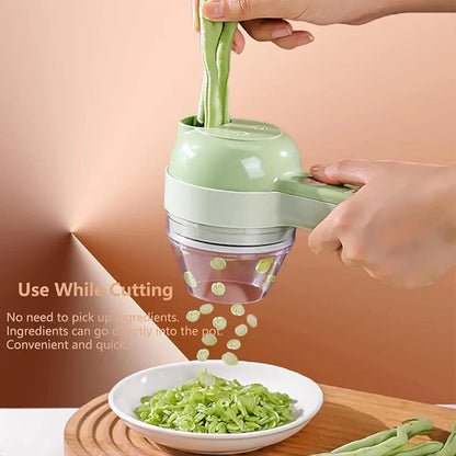 Cordless 4-in-1 Electric Vegetable Meat Garlic Onion Pepper Chopper Rechargeable Food Processor Kitchen Appliance