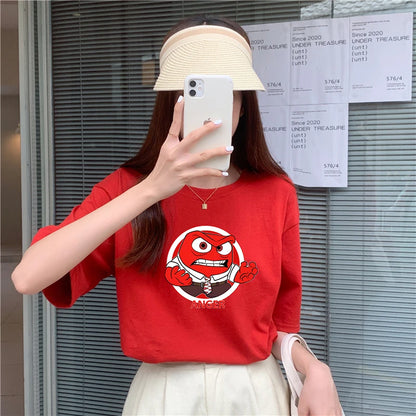 Inside Out 2 T-Shirt New Cute Cartoon Girl Boy Tops Summer WOMEN MEN Clothing Adult Anime Figure Colore Tee Family Clothes Gift